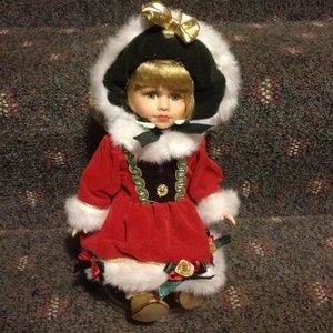 Christmas Doll/Long Blonde Hair Seated Doll-Red